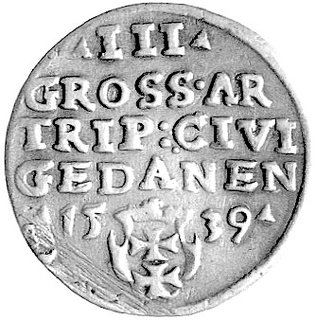 trojak 1539, Gdańsk, drugi egzemplarz ale odmian