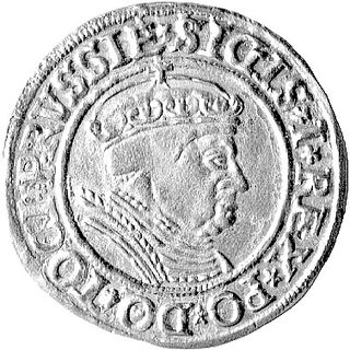 grosz 1534, Toruń, rzadka odmiana - popiersie króla w czepcu i w koronie, Kurp. 336 R1, Gum. 530, lekko niedobita ale ładna moneta.