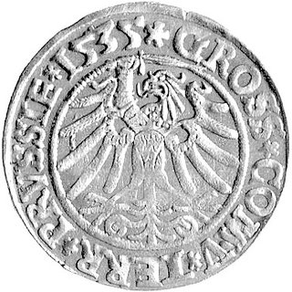 grosz 1535, Toruń, Kurp. 342 R, Gum. 531, ładny egzemplarz.