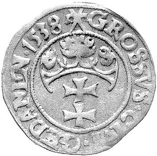 grosz 1538, Gdańsk, Kurp. 479 R, Gum. 565.