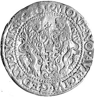 dukat 1586, Gdańsk, drugi egzemplarz, złoto, 3.42 g.