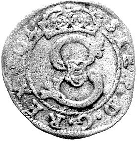 szeląg 1584, Wilno, odmiana z kropkami po bokach korony na rewersie, Kurp. 272 R1, Gum. 745.