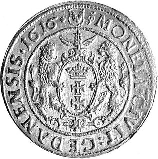 ort 1616, Gdańsk, j.w. ale napis awersu kończący się bliżej korony.
