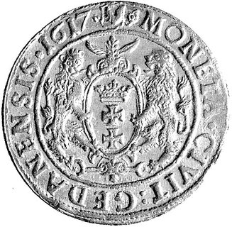 ort 1617, Gdańsk, j.w. ale napis na awersie niedochodzący do korony.