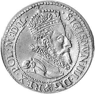 szóstak 1599, Malbork, odmiana popiersie króla z małą głową, Kurp. 1434 R2, Gum. 1153.