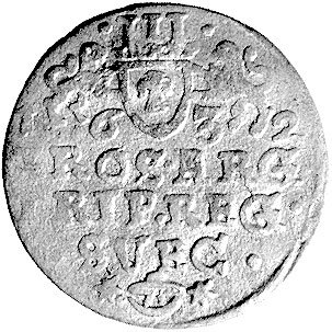 trojak 1632, Elbląg, okupacja szwedzka - emisja koronna, Ahlström 2, Bahr. 9320.