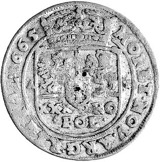 tymf 1665, Bydgoszcz, odmiana z datą po obu stronach, Kurp. 518 R2, Gum. 1773, rzadki.