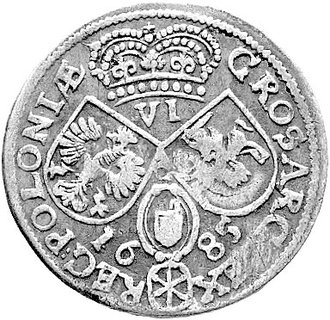 szóstak 1685, Kraków, odmiana z literką B pod po