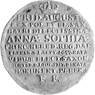 1/3 talara (1/2 guldena) 1717, Drezno, Kam. 627 R2, rzadka moneta wybita z okazji śmierci Anny Zofii - matki Augusta II.