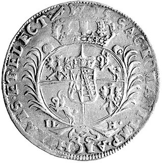 ćwierćtalar 1705, Drezno, moneta wyjątkowo rzadka, notowany jedynie w pracy M. Gumowskiego- Monety sasko polskie Kraków 1910.