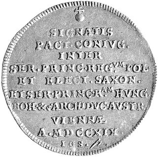 ćwierćtalara 1719, Drezno, Kam. 633 R2, Merseb. 1529, rzadka moneta wybita z okazji ślubu Fryderyka Augusta II z Marią Józefą.