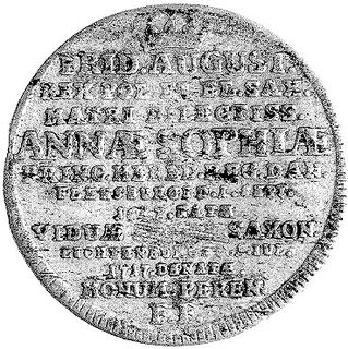 dwugrosz 1717, Drezno, Kam. 625 R2, rzadka moneta wybita z okazji śmierci Anny Zofii - matki Augusta II.