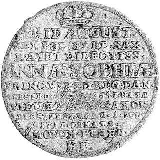grosz 1717, Drezno, Kam. 624 R2, rzadka moneta wybita z okazji śmierci Anny Zofii - matki Augusta II.