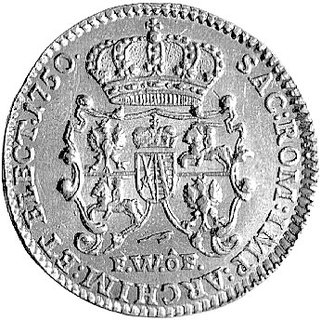 dukat 1750, Drezno, Merseb. -, Fr. 2845, złoto, 3.51 g, rzadka i ładna moneta.
