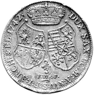 2/3 talara (gulden) 1742, Drezno, Dav. 830, Mers