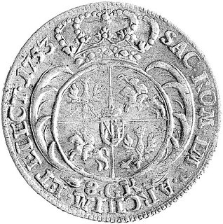 dwuzłotówka (8 groszy) 1753, Lipsk, Kam. 849 R2,