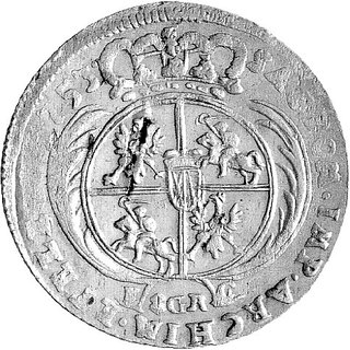 dwuzłotówka (8 groszy) 1753, mennica nieznana, fałszerstwo z okresu okupacji Saksonii przez Fryderyka II króla Prus w czasie wojny siedmioletniej, nazwane pospolicie efraimkiem od imienia zarządcy mennicy. Efraimki wybijane były w srebrze niższej próby niż przewidywała to ordynacja mennicza.