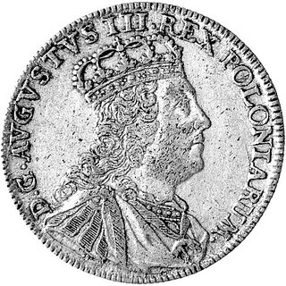 tymf 1753, Lipsk, Aw: Szczupłe popiersie króla w zbroi z czterema pionowymi paskami na ramieniu na zbroi, w otoku napis, Rw: jak nr 439.