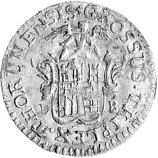 trojak 1763, Toruń, odmiany z literkami D-B obok herbu miasta, Kam. 1023 R2, Merseb. 1820, ładna i rzadka moneta.