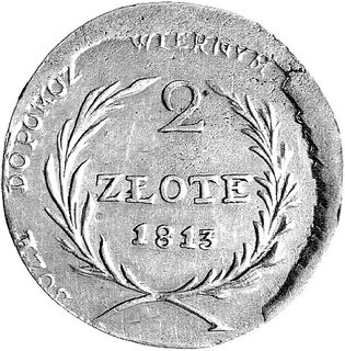 2 złote 1813, Zamość, odmiana z cyfrą 3 blisko cyfry 1, Plage 125, stan gabinetowy.