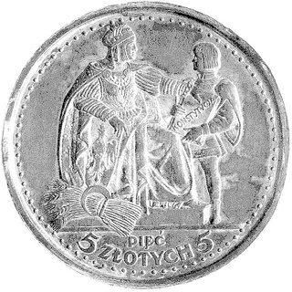 5 złotych 1925, Konstytucja, 81 perełek, Parchimowicz 113b, wybito 1.000 sztuk, srebro, 24.97 g, ładny egzemplarz z bardzo ciemną patyną.