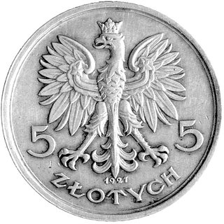 5 złotych 1927, Nike, na rewersie wypukły napis PRÓBA, Parchimowicz P-114a, wybito 81 sztuk, srebro, 18.37 g.