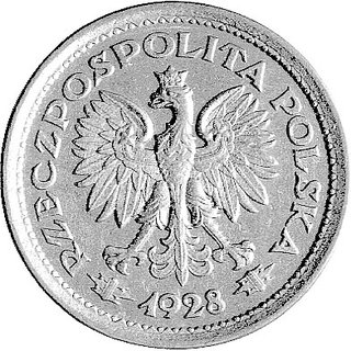 1 złoty 1928, Wieniec - gałązki dębowe, bez napisu Próba, Parchimowicz P-126a, wybito 35 sztuk, nikiel, 6.99 g.