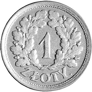 1 złoty 1928, Wieniec - gałązki dębowe, bez napi