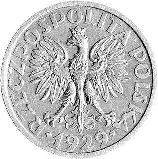 1 złoty 1929, Wieniec - gałązki z owocami, na rewersie wypukły napis PRÓBA, Parchimowicz P-128d, wybito 115 sztuk, nikiel 6.89 g.