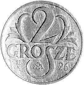 2 grosze 1925, na rewersie data 27 X 26 i monogram IM, Parchimowicz P-105, wybito 600 sztuk, brąz, 1.93 g.