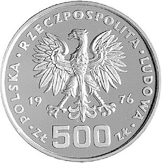 500 złotych 1976, Warszawa, Tadeusz Kościuszko, złoto, 29.90 g.