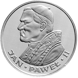 100 złotych 1986, Szwajcaria, II wizyta papieża Jana Pawła II w Polsce, Parchimowicz 294d, wybito 128 sztuk, srebro, bardzo rzadka moneta.