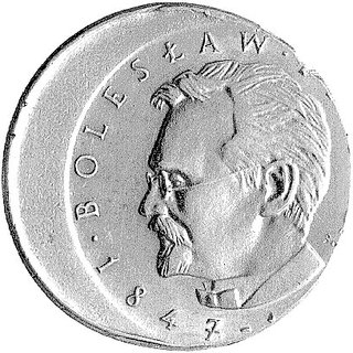 10 złotych 1975, Warszawa, Bolesław Prus, miedzionikiel, moneta niecentrycznie wybita.