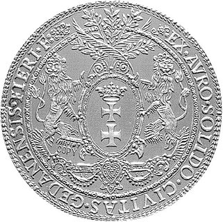 kopia donatywy gdańskiej z 1614 roku wykonana przez Mennicę Państwową w roku 1977, złoto, 11.41 g.