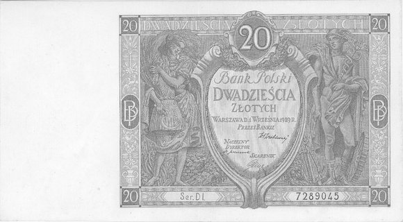 20 złotych 1.09.1929. Pick 70, banknot po konser