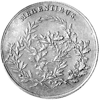 medal nagrodowy autorstwa Holzhaeussera 1766 r., Aw: Popiersie króla w prawo i napis w otoku, Rw: Trzy połączone wieńce