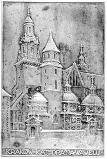 Katedra na Wawelu- plakieta autorstwa S. R, Kożb