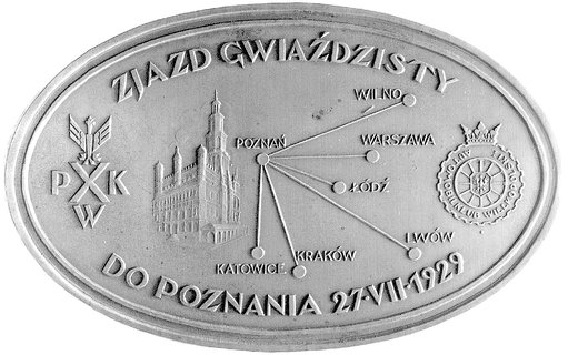 Zjazd Gwiaździsty do Poznania 1929 r.- plakieta jednostronna niesygn.