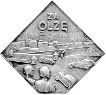 propagandowa plakieta pięciokątna wybita z okazji zajęcia Zaolzia w 1939 r.