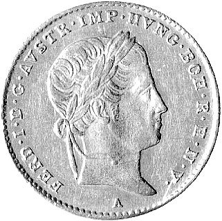 Ferdynand I 1835- 1848, dukat 1843, Wiedeń, Aw: Głowa, Rw: Orzeł dwugłowy, Her.1843, Fr.370, złoto 3.48 g.