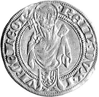 Reinald IV von Geldern 1402- 1423, goldgulden bez daty, Aw: Święty Jan, Rw: Pięć tarcz herbowych uło- żonych w rozetę, Fr.1364, złoto 3.43 g.