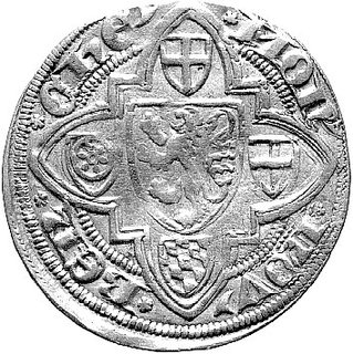 Reinald IV von Geldern 1402- 1423, goldgulden bez daty, Aw: Święty Jan, Rw: Pięć tarcz herbowych uło- żonych w rozetę, Fr.1364, złoto 3.43 g.