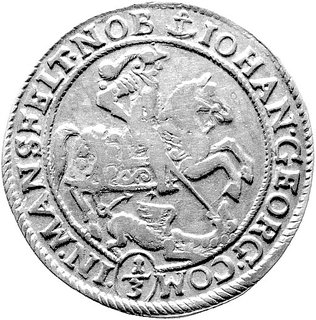 Johann Georg III 1663- 1710, półgulden 1672, Aw: Święty Jerzy na koniu, Rw: Tarcza herbowa, Tornau 499