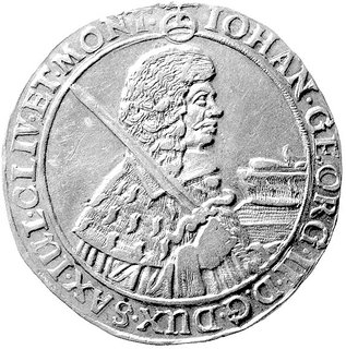 Johann Georg II 1656- 1680, półtalar 1661, Aw: Popiersie, Rw: Tarcza herbowa, Merseb.1168