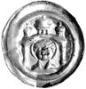 brakteat z przełomu XII/XIII w. ; Popiersie św. Maurycego na wprost, na nim wsparta na dwóch kolum..