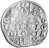 trojak 1586, Poznań, odmiana z końcówką daty po lewej stronie herbu Przegonia, Kurp. 200 R, Gum. 7..