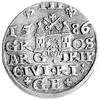 trojak 1586, Ryga, odmiana z dużą głową króla, Kurp. 454 R, Gum. 814, patyna.