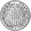 Napoleon III 1852- 1870, 5 franków 1864, Paryż, Aw: Głowa, Rw: W wieńcu nominał i data, Fr.588, zł..