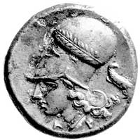 Korynt, stater 330-300 pne, Aw: Pegaz lecący w lewo, Rw: Atena w hełmie korynckim w lewo, z prawej..