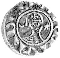 Antiochia-Bohemund III 1149-1163, denar, Aw: Popiersie księcia w hełmie i kolczudze, po bokach pół..